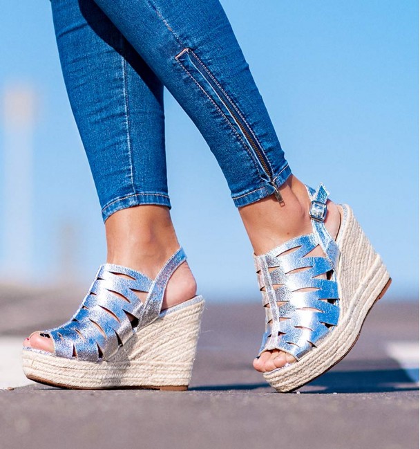 Sandalias Cuña Alassio Plata