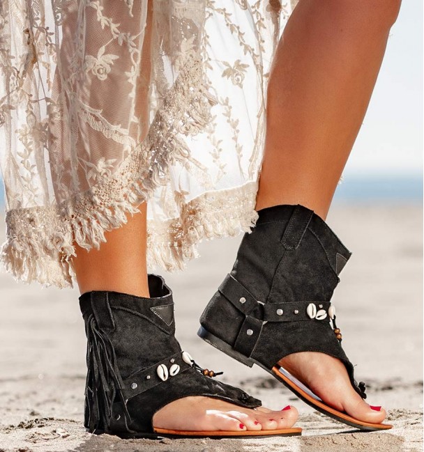 Botas Sandalias Hura Preto Botas Sandalias Hura Preto