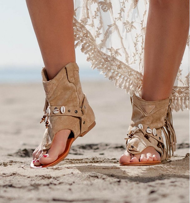 Botas Sandalias Hura Beige Botas Sandalias Hura Beige