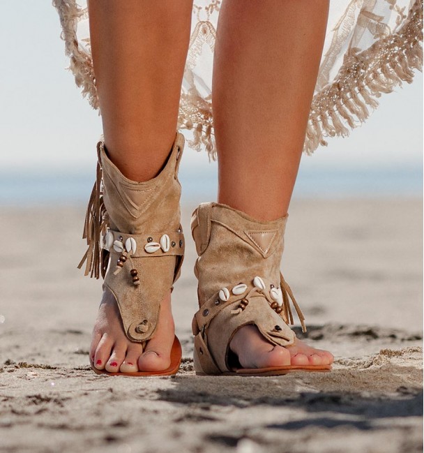 Botas Sandalias Hura Beige Botas Sandalias Hura Beige