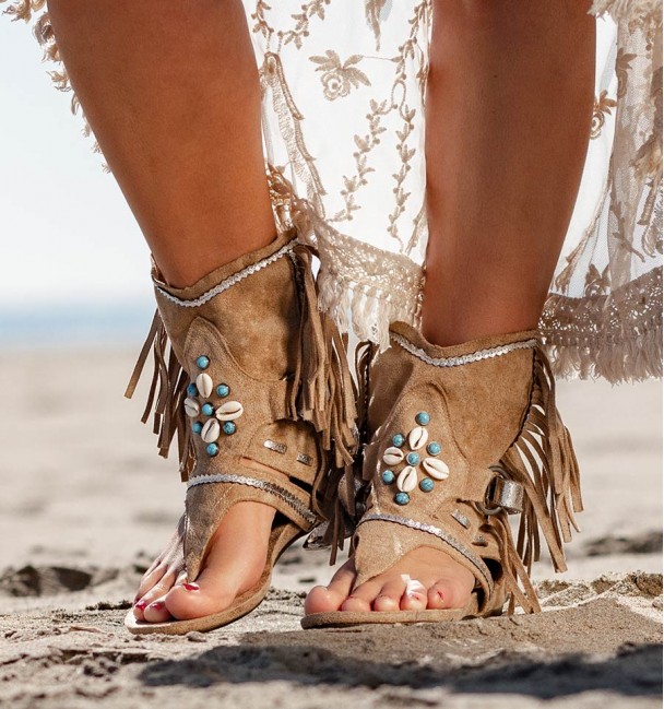 Botas Sandalias Makanda Bege