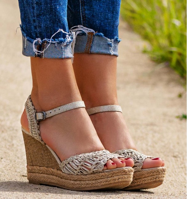 Sandalias Cunhas Zira Prata