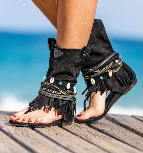 Botas Sandalias Aculco Negro Botas Sandalias Aculco Negro