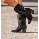Black Soft  High Cowboy Boots Cocuy