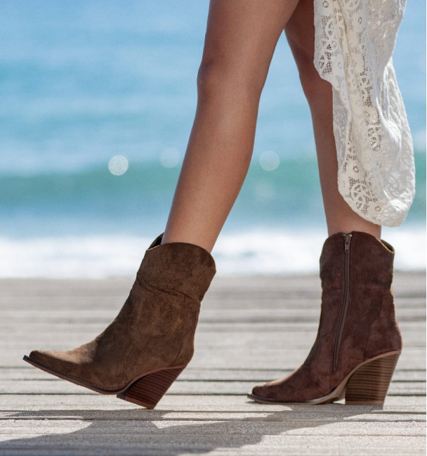 Botines cowboy boho tacón Misca Marron