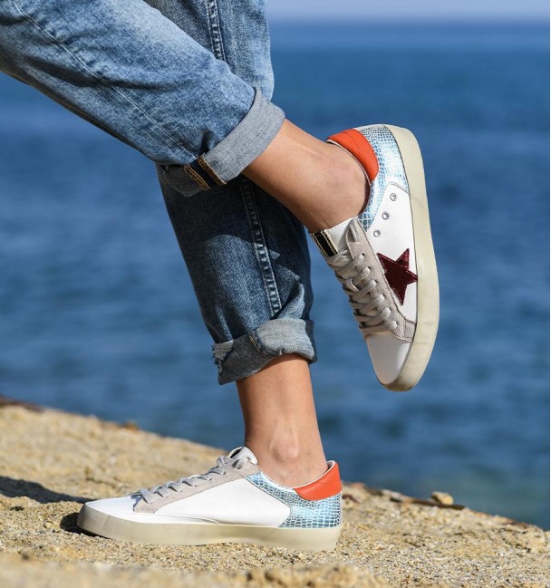 White Bordeaux Blue Lyra Sneakers