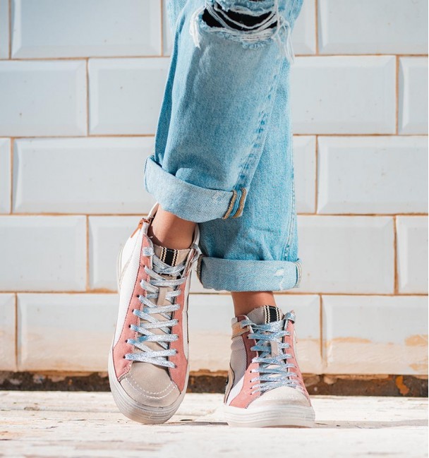 Tenis Cano Alto Tabit Areia Rosa Azul Tenis Cano Alto Tabit Areia Rosa Azul