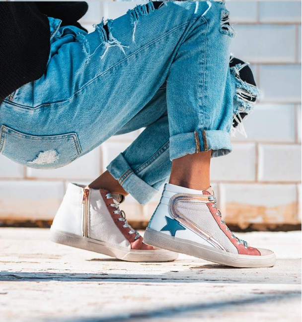 High Sand Pink Blue Sneakers Tabit High Sand Pink Blue Sneakers Tabit