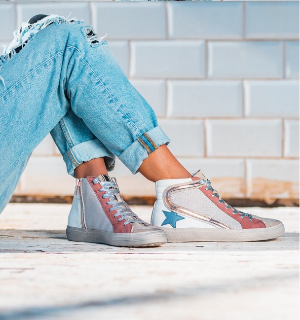 High Sand Pink Blue Sneakers Tabit High Sand Pink Blue Sneakers Tabit