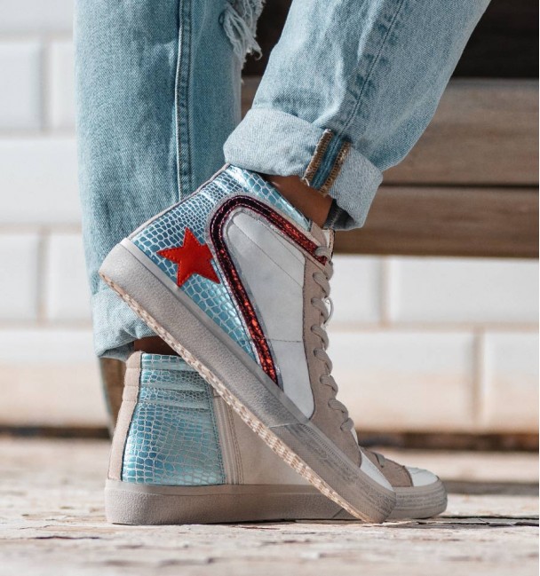 Deportivas Altas Tabit Blanco Burdeos Azul