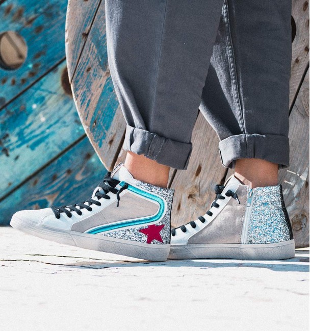 Deportivas Altas Tabit Blanco Azul Fucsia Deportivas Altas Tabit Blanco Azul Fucsia