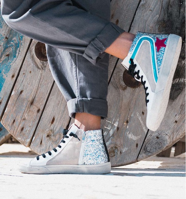 Tenis Cano Alto Tabit Blanco Azul Fucsia Tenis Cano Alto Tabit Blanco Azul Fucsia