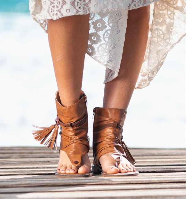 Botas Sandalias Barbados Cor Couro