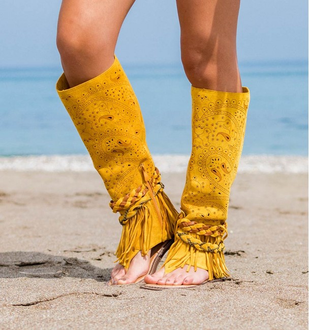Yellow Sandal Boots Mikonos