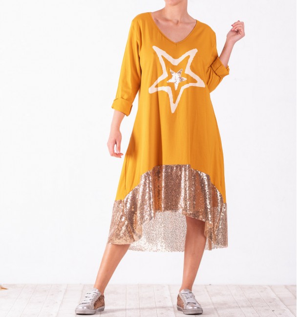 Vestido Bogatell Mostaza