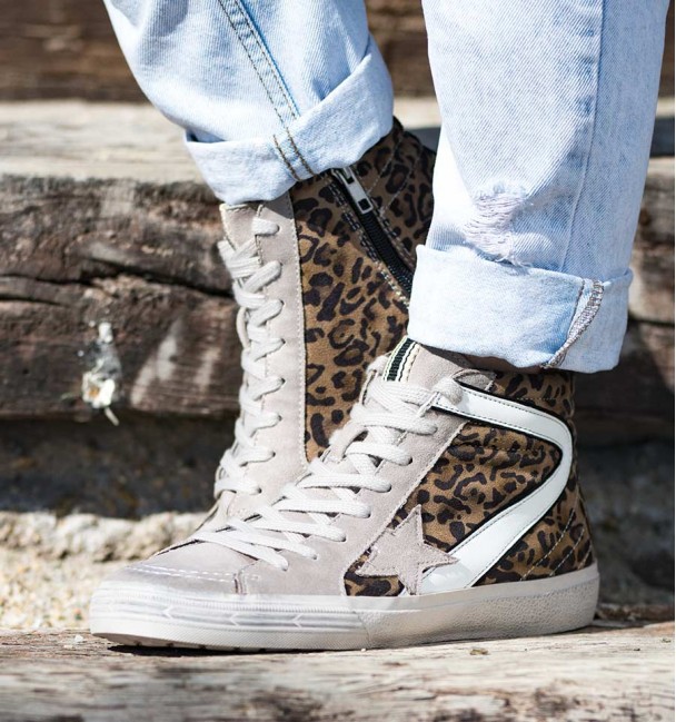 Tenis Cano Alto Tabot Leopardo