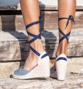 Blue striped esparto wedges back