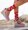 red striped esparto wedges