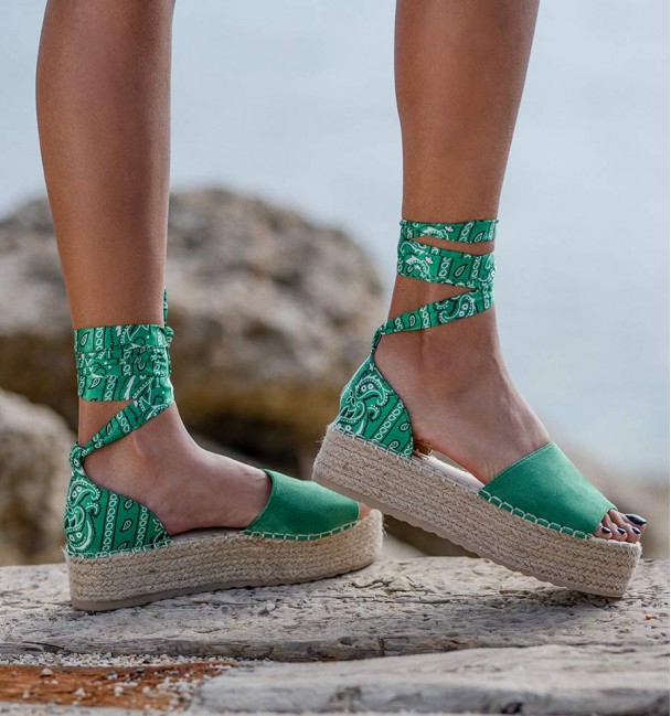 Platform Esparto Scarf Green