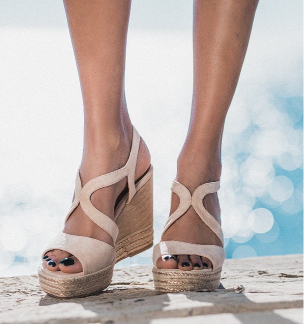 Nude Wedge Sandals