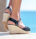 black braided wedge sandal back