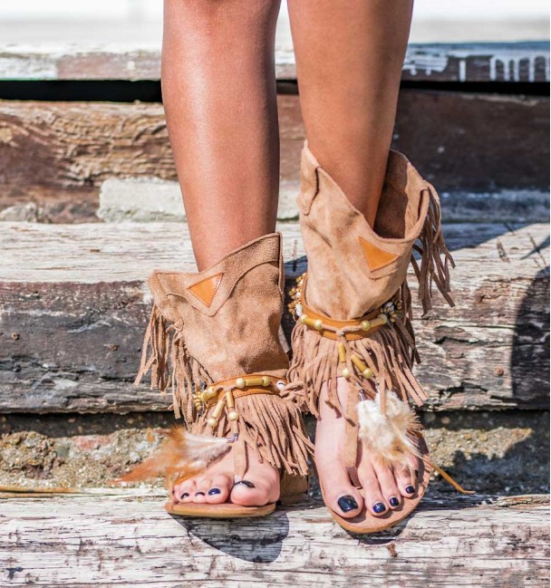 Sandálias Bota Boho Mine Khaki