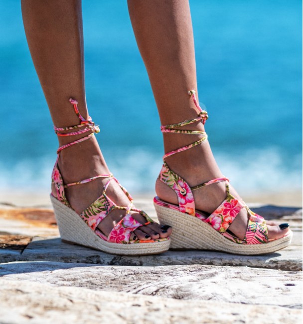 Sandalias esparto Hawai rosa lateral