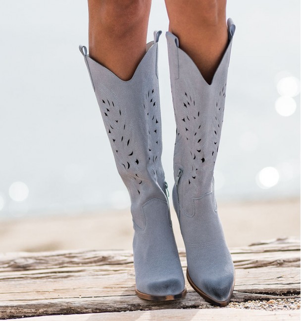 Bota de Cowboy Azul frontal