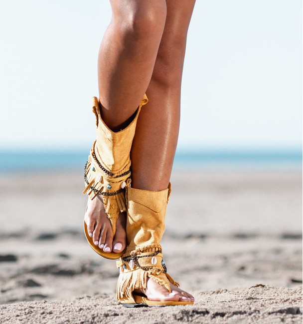 Sandálias Botas Boho Amarelo frontal Sandálias Botas Boho Amarelo frontal