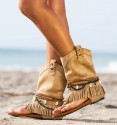Sandálias Botas Boho cor kakhi