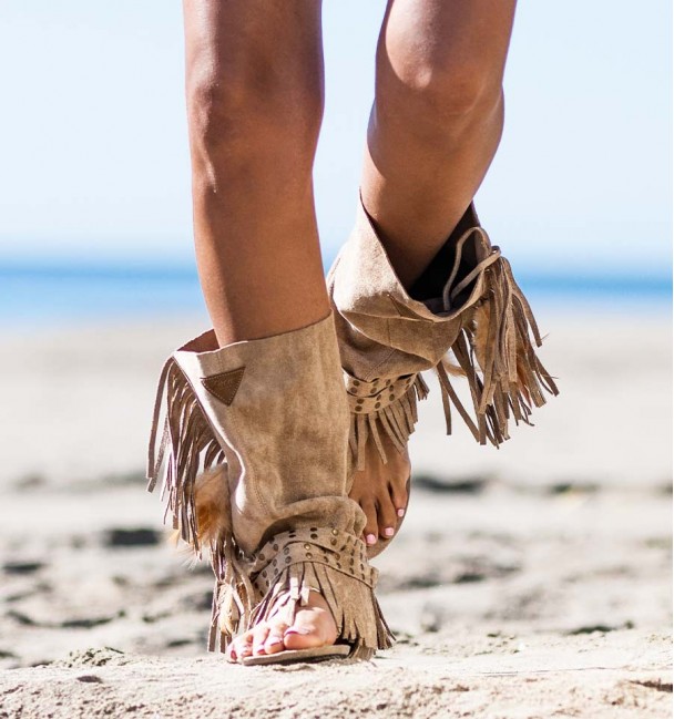 Boho chic Sandálias de bota com franjas Boho chic Sandálias de bota com franjas