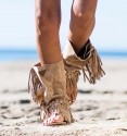 Boho chic Sandálias de bota com franjas