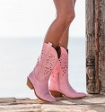 Bota cowboy baja color rosa