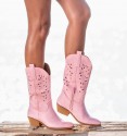 Bota cowboy baja color rosa puntera