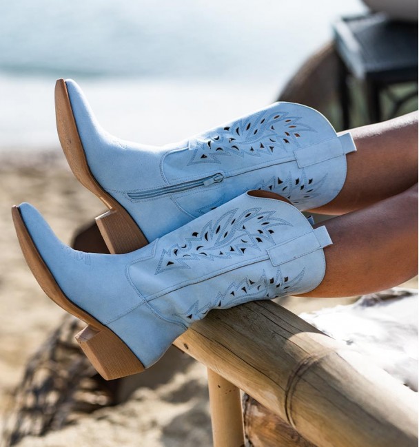 Bota baixa cowboy azul
