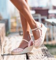 Sandalias con cuña de esparto rosas