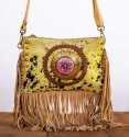Fringed shoulder bag green
