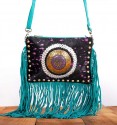 Fringed shoulder bag black