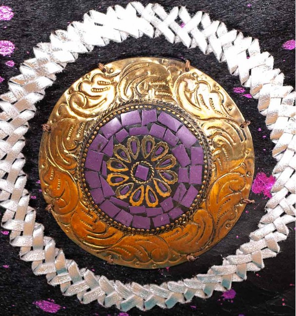 Bolsa de ombro com franjas azul  zoom 