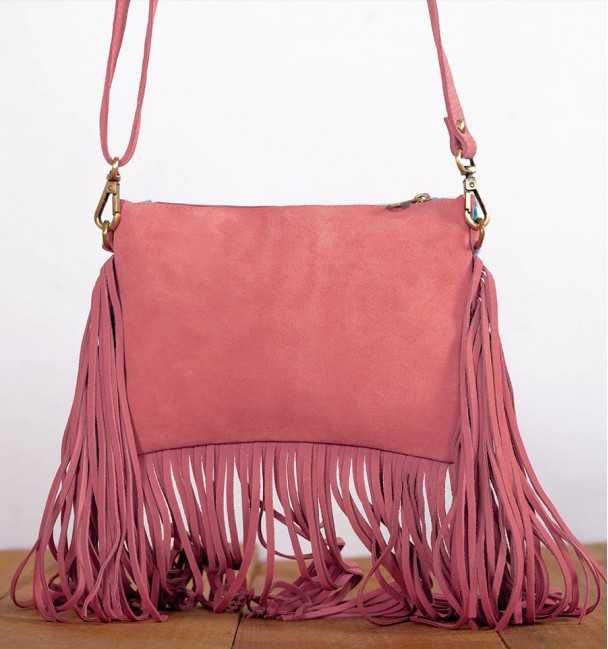 Fringed shoulder bag back
