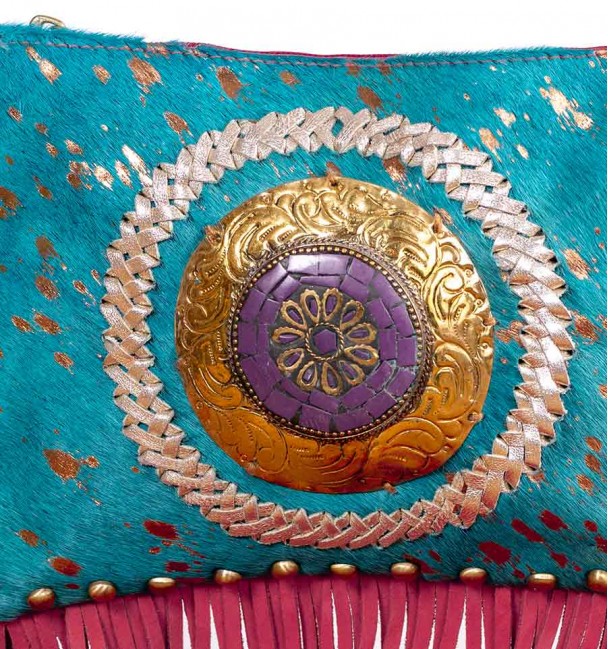 Bolsa de ombro com franjas zoom 