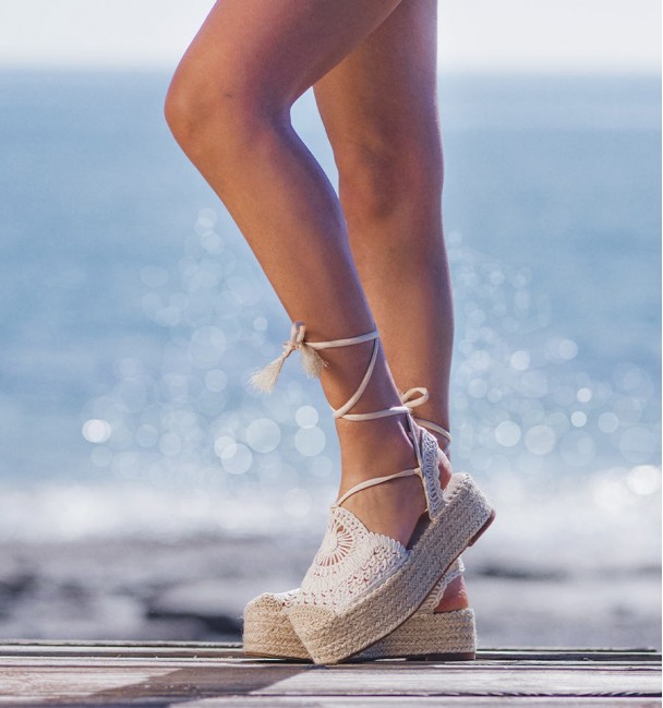 Sandália de crochê Esparto beige