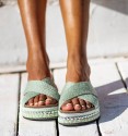 green bio sandals with platform Lourdes front