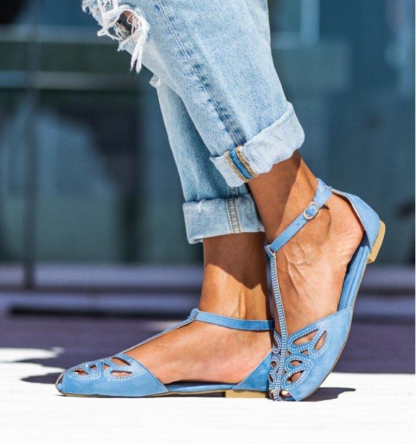 Bailarinas plana cor azul Bailarinas plana cor azul