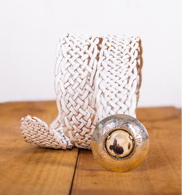 white boho chic belt