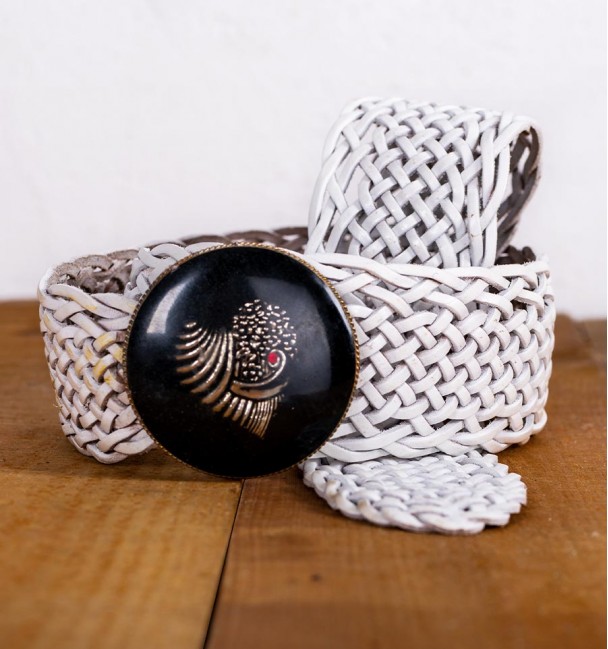 White boho chic belt