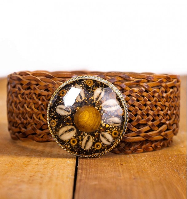 Boho belt camel leather