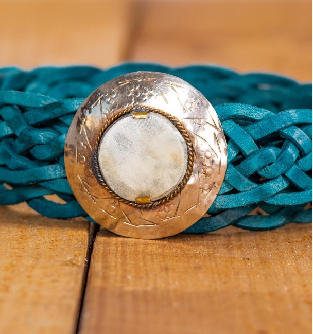 Braided blue boho belt