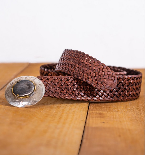 cinto boho de couro marrom