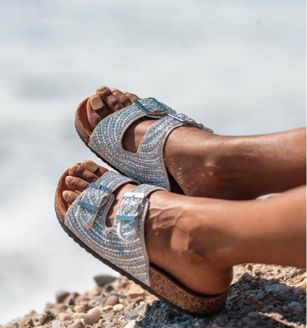 Sandalias plateadas bio